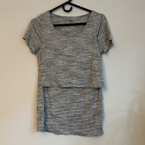 Motherhood Maternity Gray Short Sleeve Layered Nursing Tee